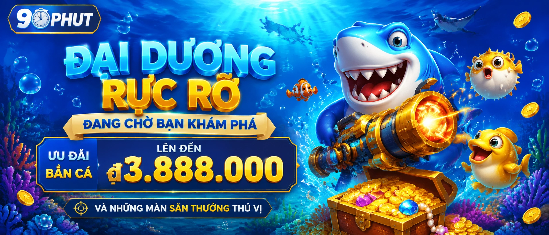 Game Bắn Cá Jackpot với biểu tượng thưởng lớn và phòng cao