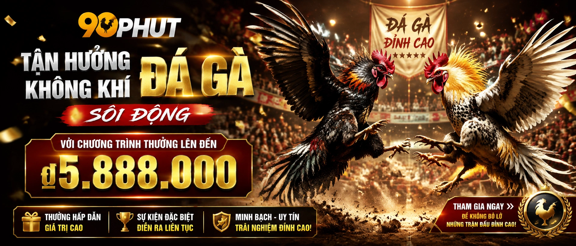 Đá Gà trực tiếp giao diện live trên 90phut.com.vc