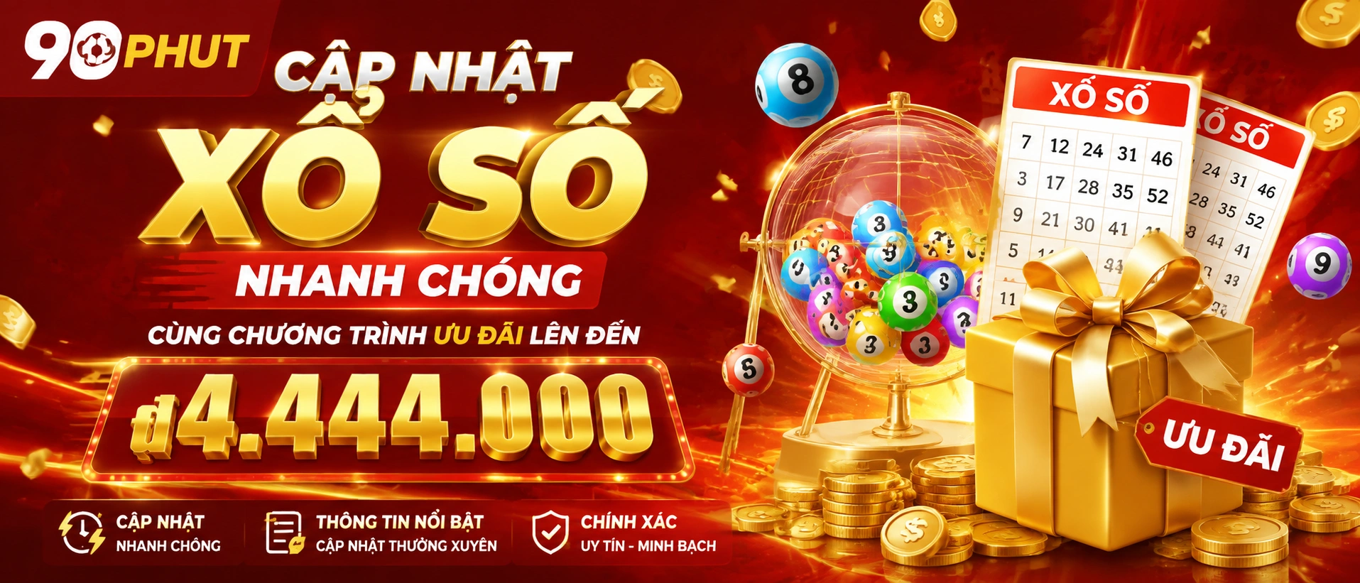 Giao diện tra cứu Xổ Số với kết quả nổi bật và trạng thái cập nhật mới